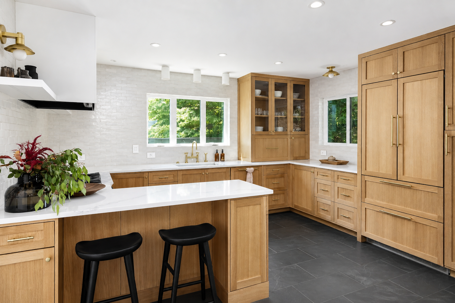 Custom white oak kitchen remodel in Southeast Portland.