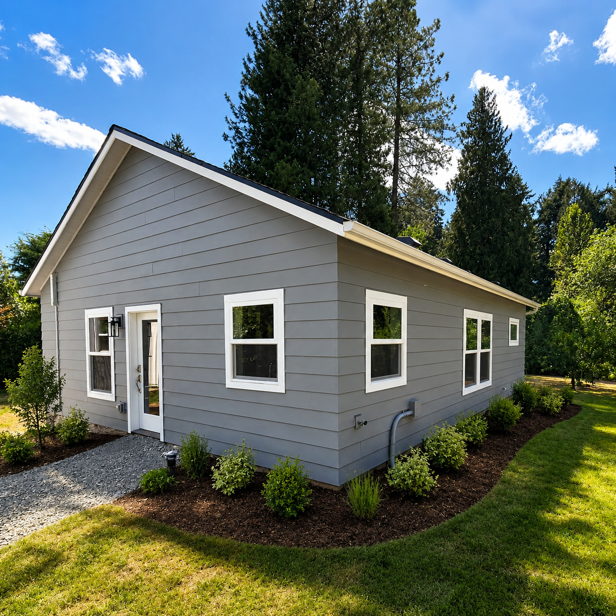 Custom detached ADU built by Rip City Construction featuring Hardie siding, energy-efficient windows, and professional landscaping in Portland, Oregon