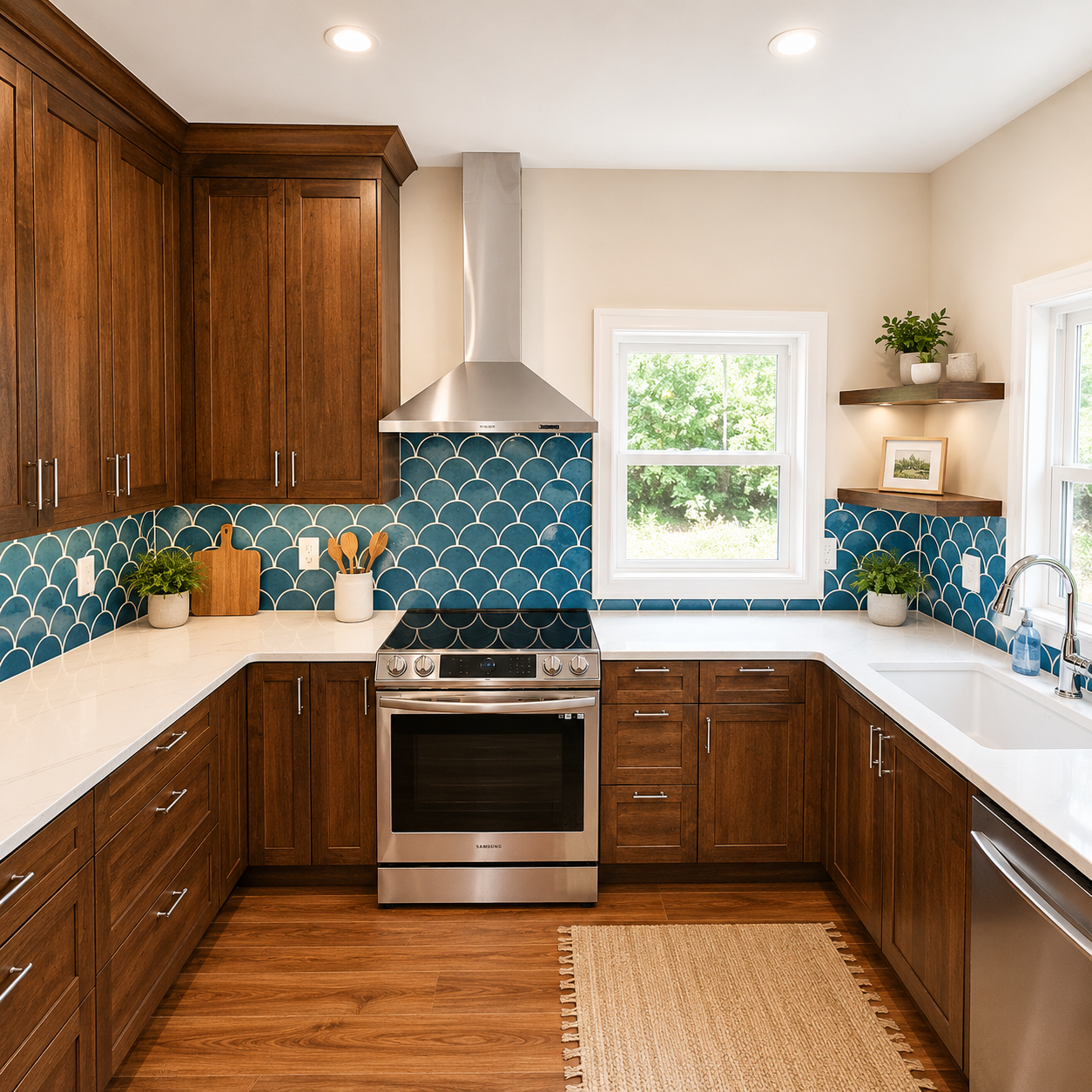 Custom kitchen featuring shaker cabinetry, quartz countertops, and modern finishes in a Southwest Portland ADU.